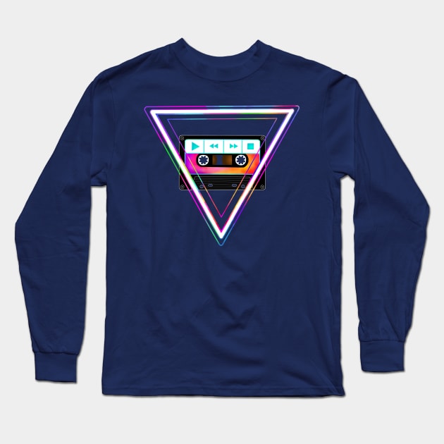 Totally Triangular 80s Cassette Tape Long Sleeve T-Shirt by Art by Deborah Camp